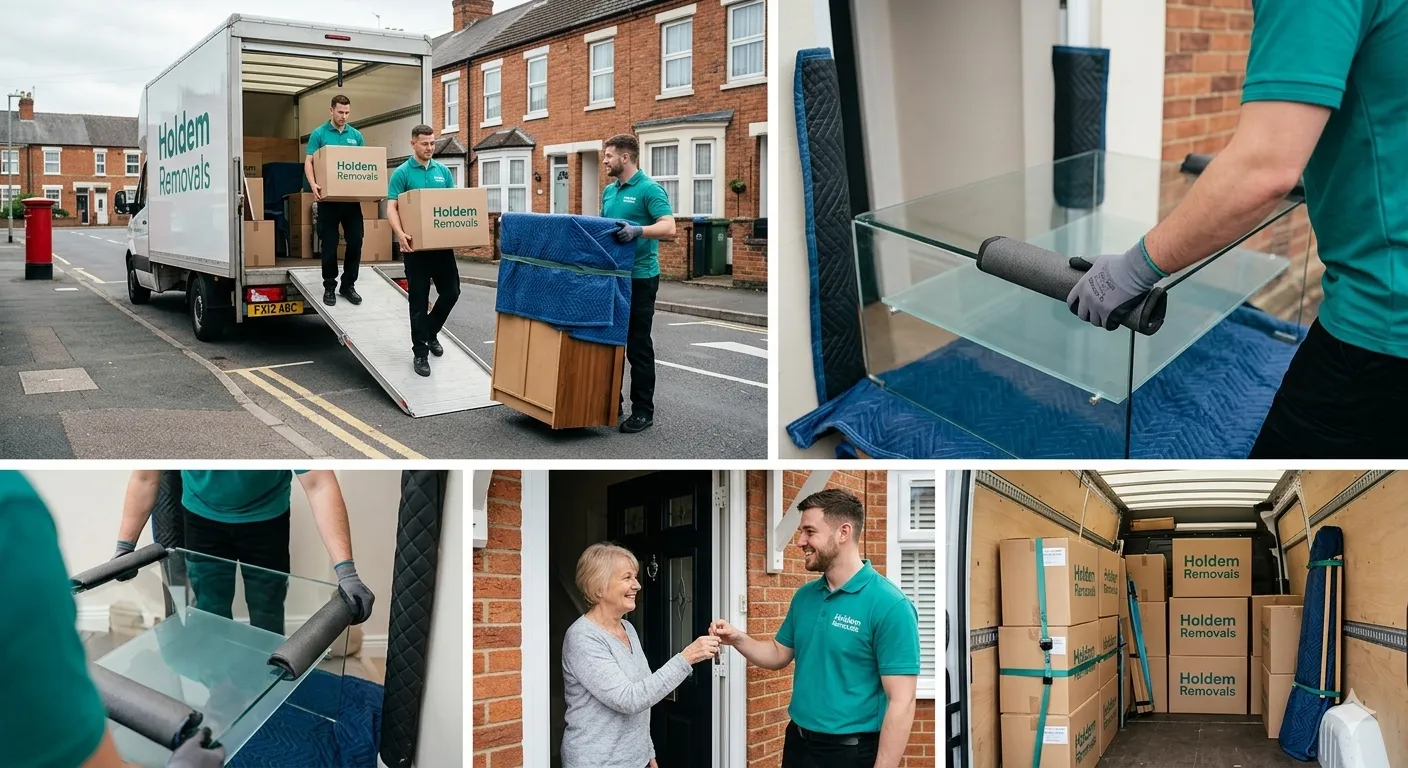Family signing completion paperwork at the door of their new Northamptonshire home