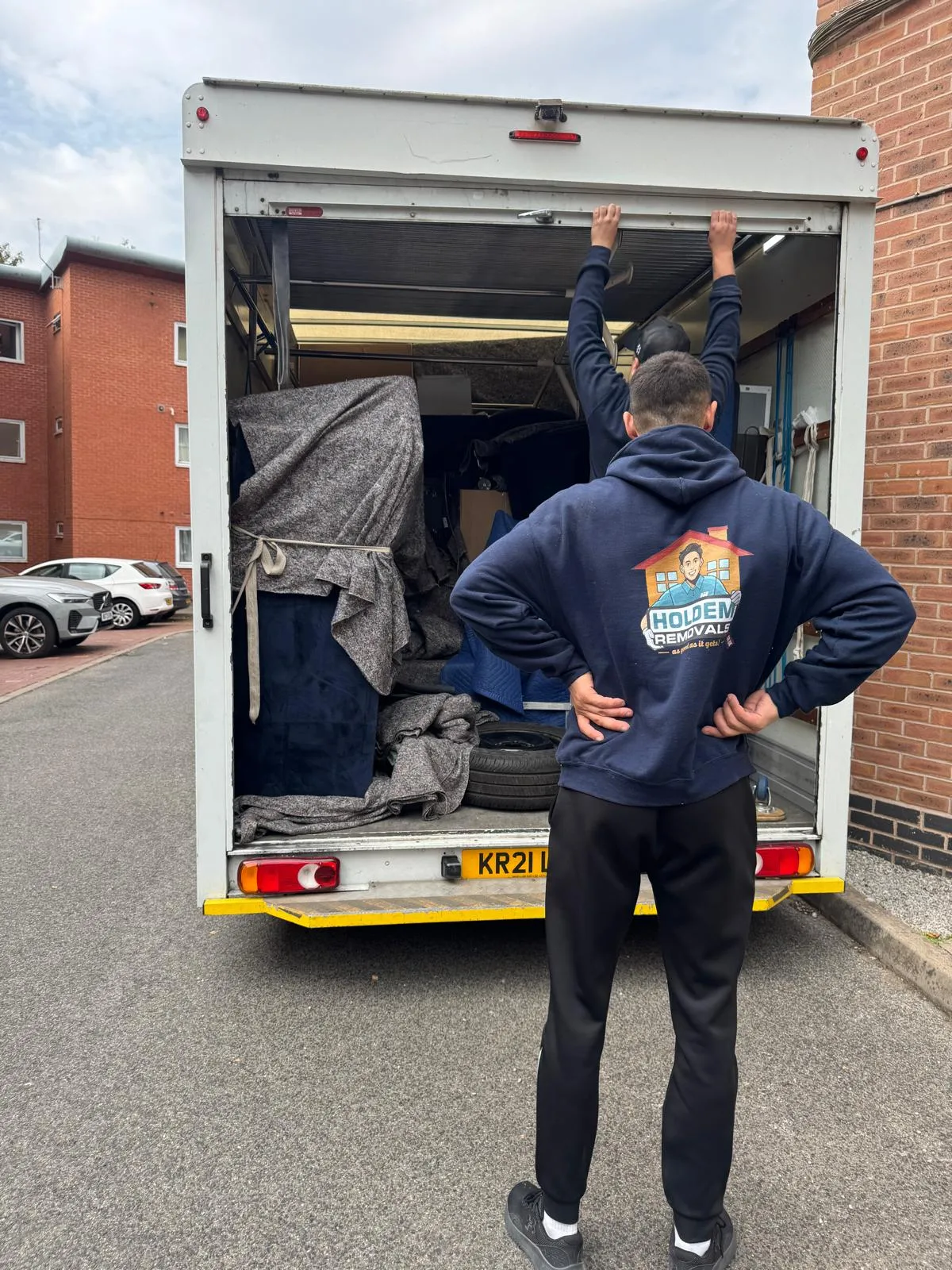 Removal van near a Peterborough residential area